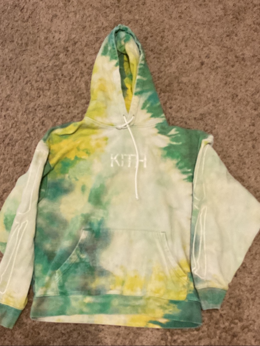 Kith Green Yellow Tie-Dye Hooded Pullover